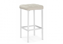 Барный стул Лофт кож.зам. линкольн белый / белый матовый (35x35x65)