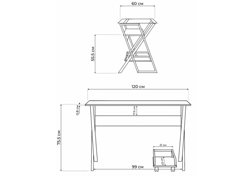 Офисная мебель Gunar silver gray / clear glass (60x75)
