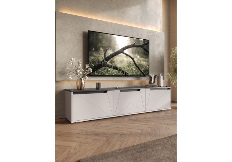 ТВ-тумба Эльверум кашемир / черный (180x35,4x42)